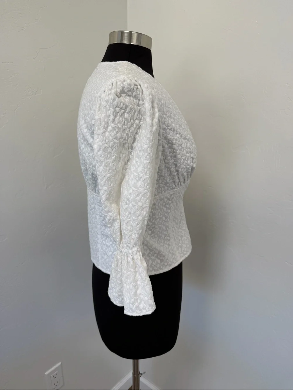 NWT Rebecca Taylor La Vie Embroidered Milk White Button Up Blouse Size XS